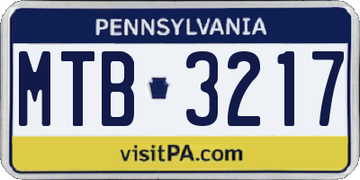 PA license plate MTB3217