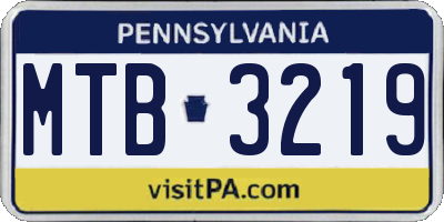 PA license plate MTB3219