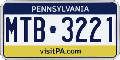 PA license plate MTB3221