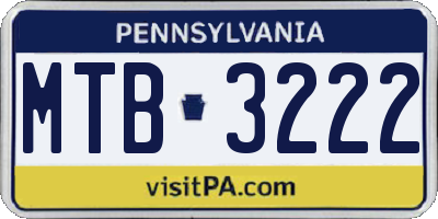PA license plate MTB3222