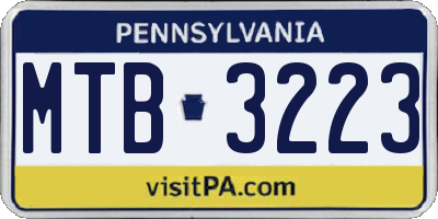 PA license plate MTB3223
