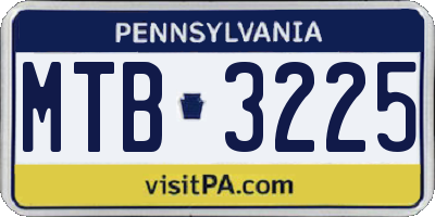 PA license plate MTB3225