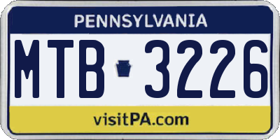 PA license plate MTB3226