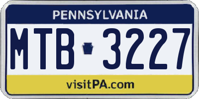PA license plate MTB3227