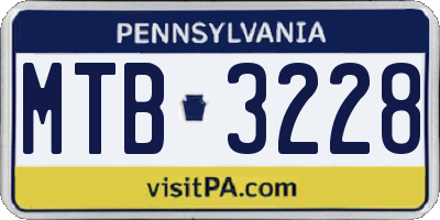 PA license plate MTB3228