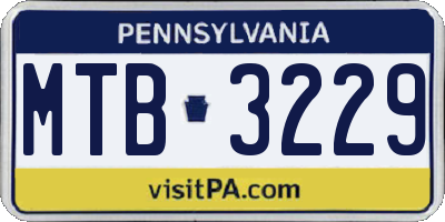 PA license plate MTB3229