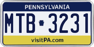 PA license plate MTB3231