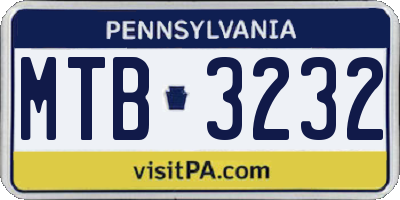 PA license plate MTB3232