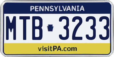 PA license plate MTB3233