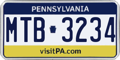 PA license plate MTB3234