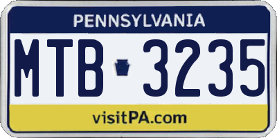 PA license plate MTB3235