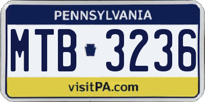 PA license plate MTB3236