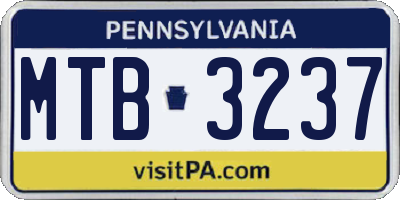 PA license plate MTB3237