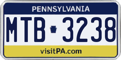 PA license plate MTB3238