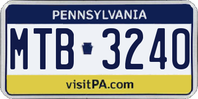 PA license plate MTB3240