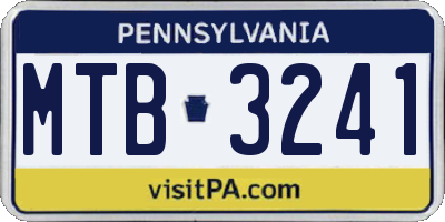 PA license plate MTB3241