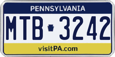 PA license plate MTB3242