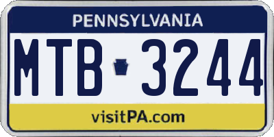 PA license plate MTB3244