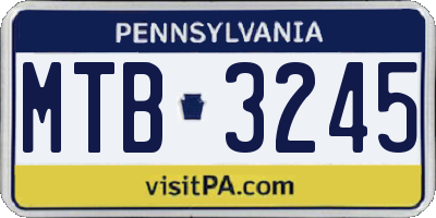 PA license plate MTB3245