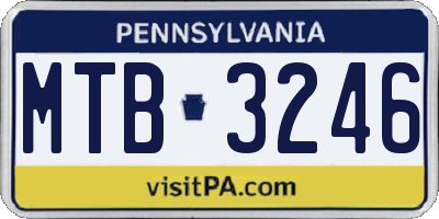 PA license plate MTB3246