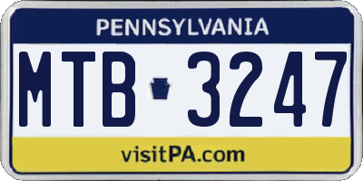 PA license plate MTB3247