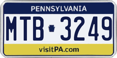 PA license plate MTB3249