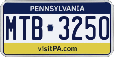 PA license plate MTB3250