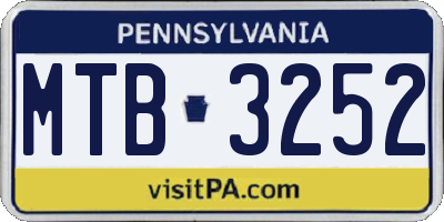 PA license plate MTB3252