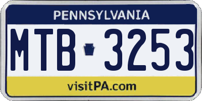 PA license plate MTB3253