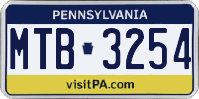 PA license plate MTB3254