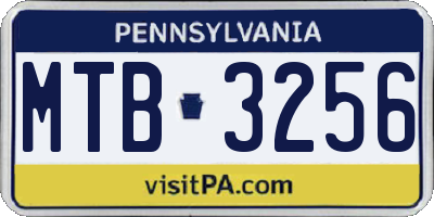 PA license plate MTB3256