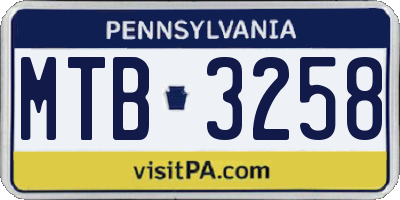 PA license plate MTB3258