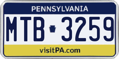 PA license plate MTB3259