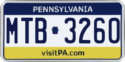 PA license plate MTB3260