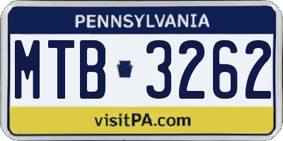 PA license plate MTB3262