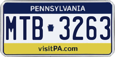 PA license plate MTB3263