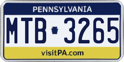 PA license plate MTB3265