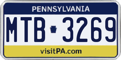 PA license plate MTB3269