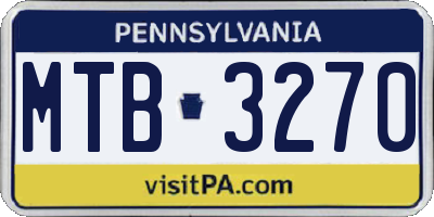 PA license plate MTB3270