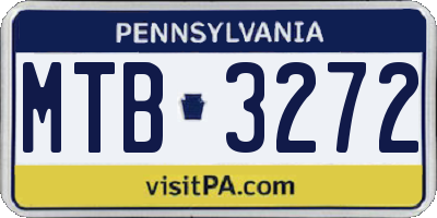 PA license plate MTB3272