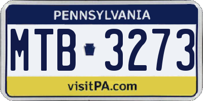 PA license plate MTB3273