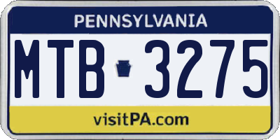 PA license plate MTB3275