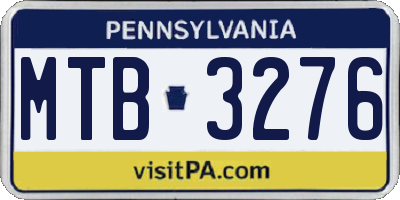 PA license plate MTB3276