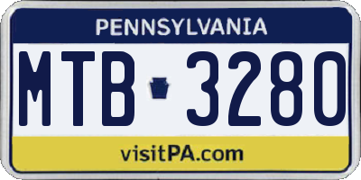 PA license plate MTB3280