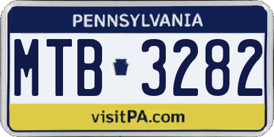 PA license plate MTB3282