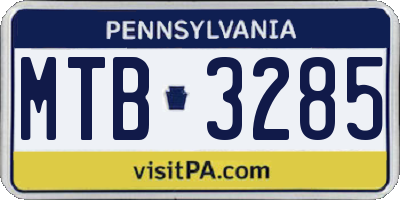PA license plate MTB3285
