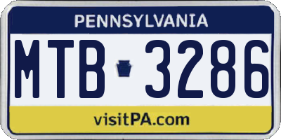 PA license plate MTB3286
