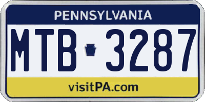 PA license plate MTB3287