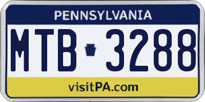 PA license plate MTB3288