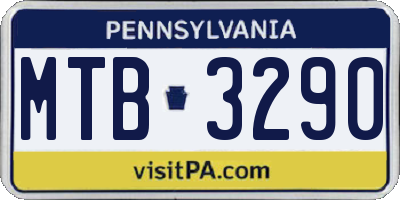 PA license plate MTB3290